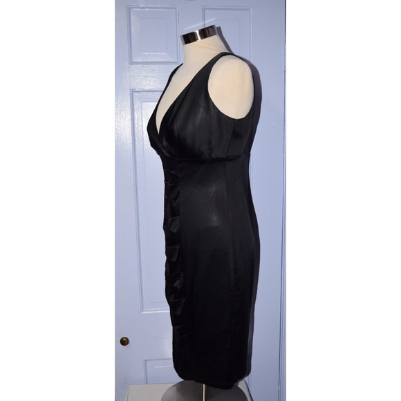 Calvin Klein Black Satin Cocktail Dress size  4 - Picture 3 of 12